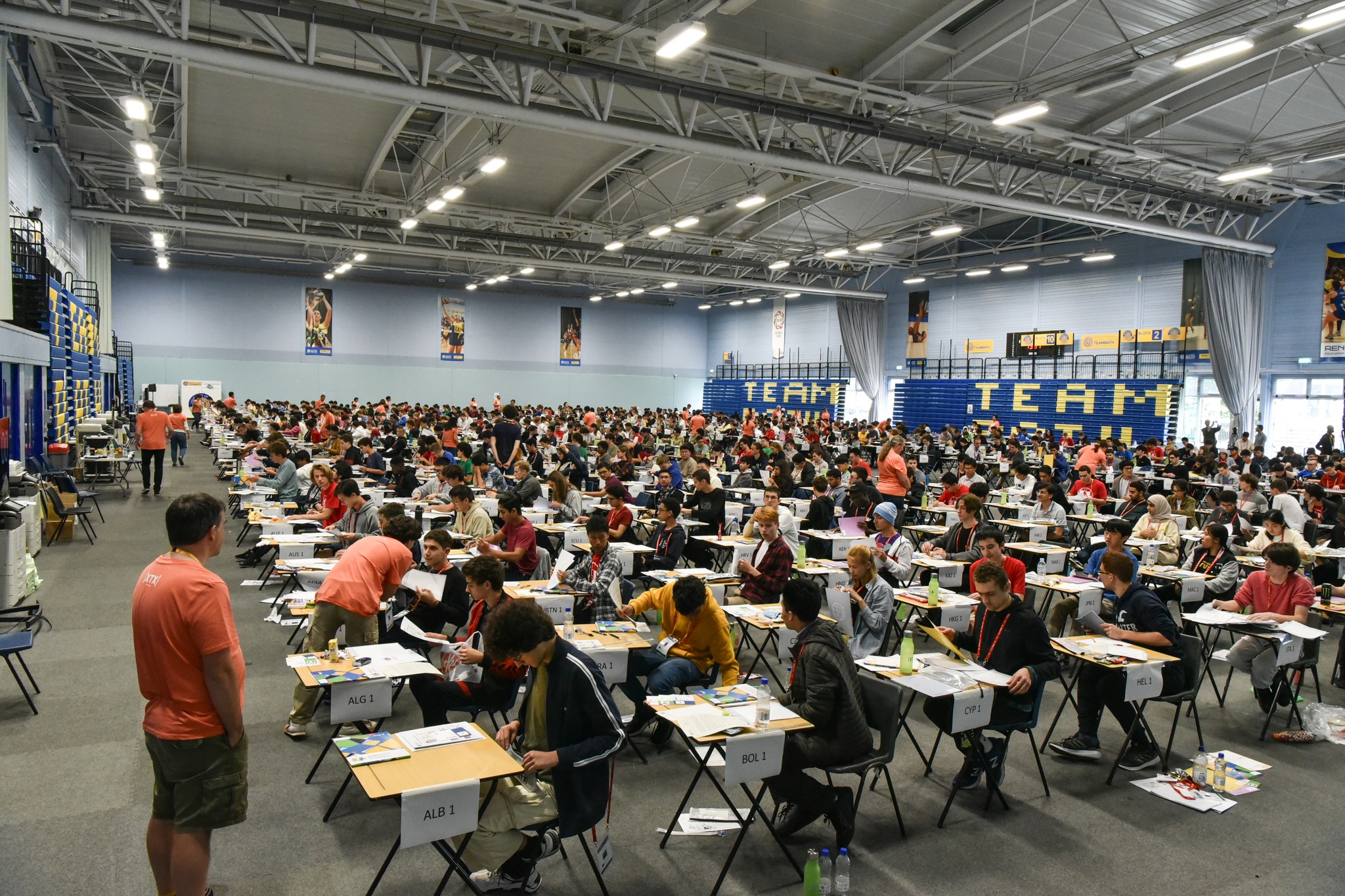Contestants in the exam hall at IMO 2024 in Bath, United Kingdom